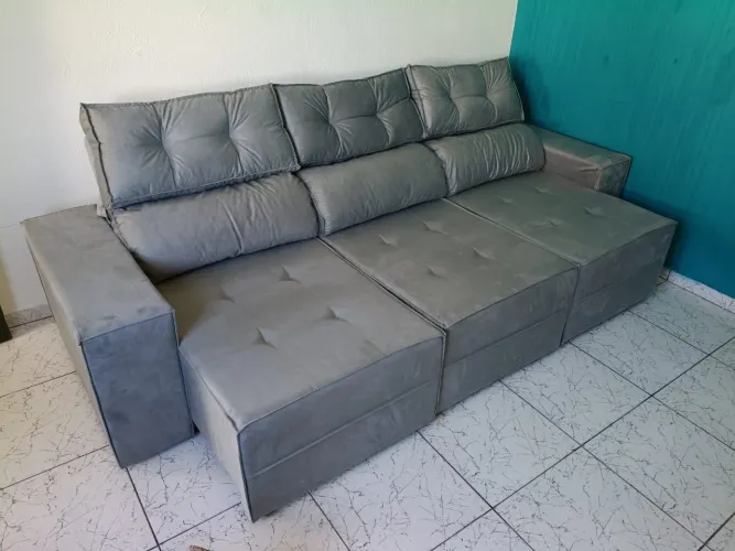 SOFA RETRATIL 2M70 COM MOLAS DE FABRICA, PAGA NA ENTREGA FRETE GRÁTIS