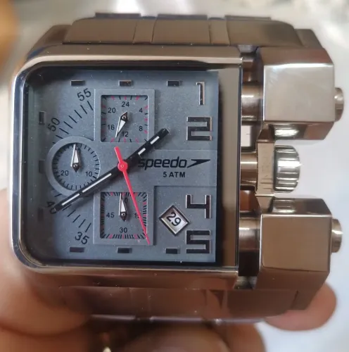 Relógio de luxo Speedo. Quadrado em aço com calendário e cronógrafo. De colecionador Único