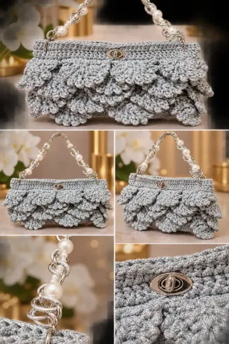 Bolsa Pétalas versão luxo em crochê