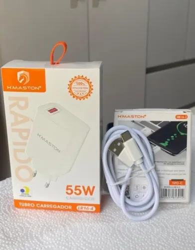 Carregador Turbo 55W H?Maston + Cabo Tipo C 6A Novo Lacrado.