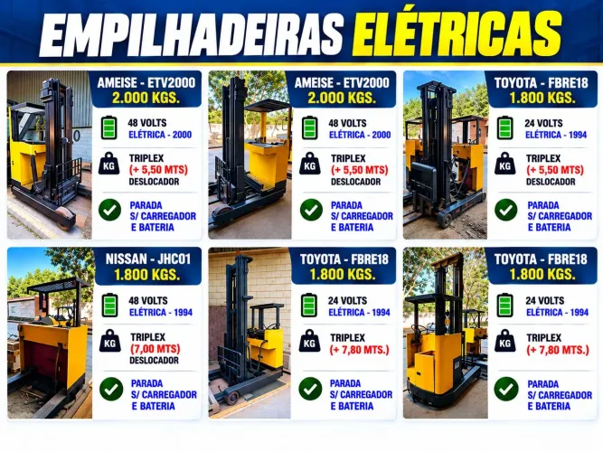 Lote de 06 Empilhadeiras Retrátil - Ameise - Toyota - Nissan