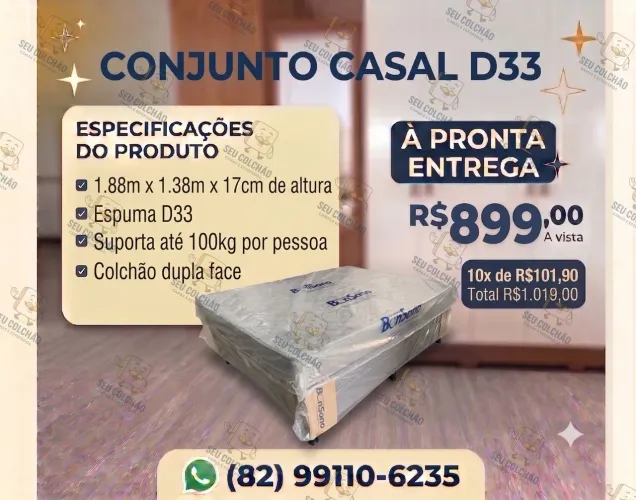 Cama Casal Robust D33 Base e Colchão em Promoção! Aceitamos Cartões!