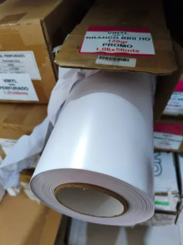 Adesivo Promocional 1,06X50mt Branco Brilho ou Fosco
