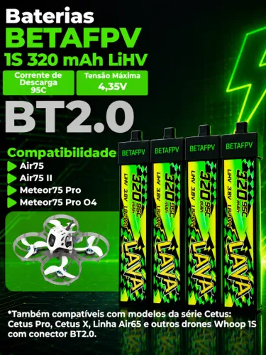 BATERIA Lipo BETAFPV LAVA 2 1S - 320mAh Kit ( 5 Unidades)
