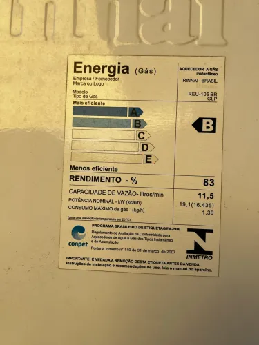 Aquecedor a Gás Rinnai 11,5 L/min