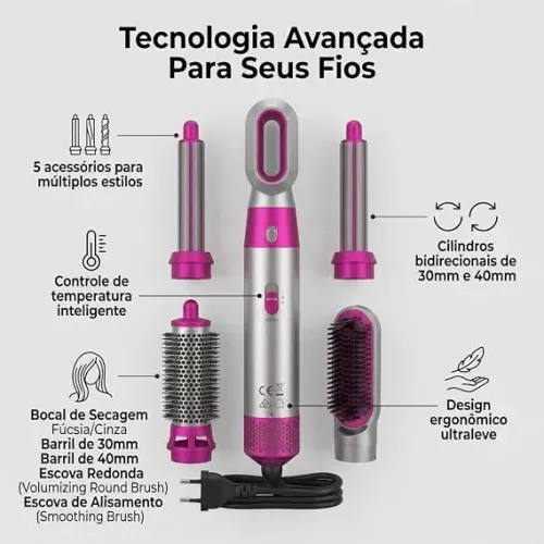 escova secadora de cabelo 5 em 1 multifuncional FRETE GRATIS DIRETO DO ''FORNECEDOR''
