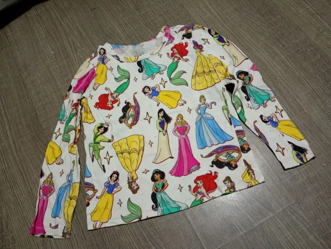 Blusa algodão leve, manga longa, princesas da Disney, 8 anos