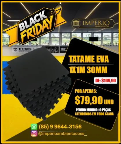 Tatame eva 1x1m 30mm preto em promoção
