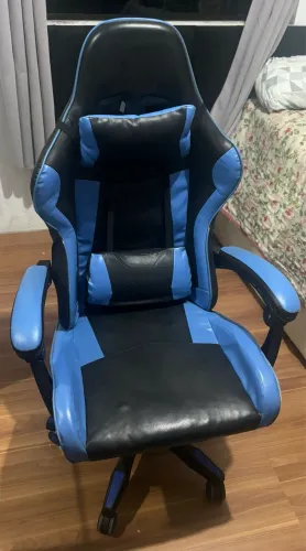 Cadeira Gamer Azul/Preta com Almofadas ? Muito Confortável