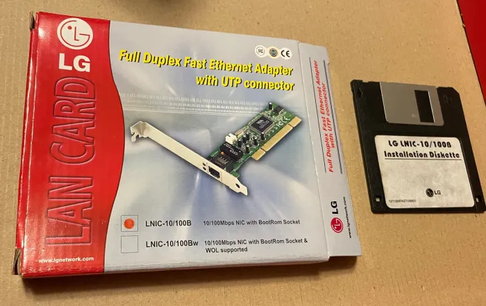 Caixa Original + Disquete Placa De Rede Lg Lnic-10/100b (Vintage)