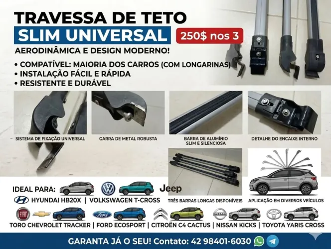 Vendo travessa de teto. Slin universal ( 3 peças ) por R$250,00)