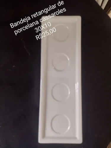 Bandeja Retangular para 4 Cassaroles em Porcelana