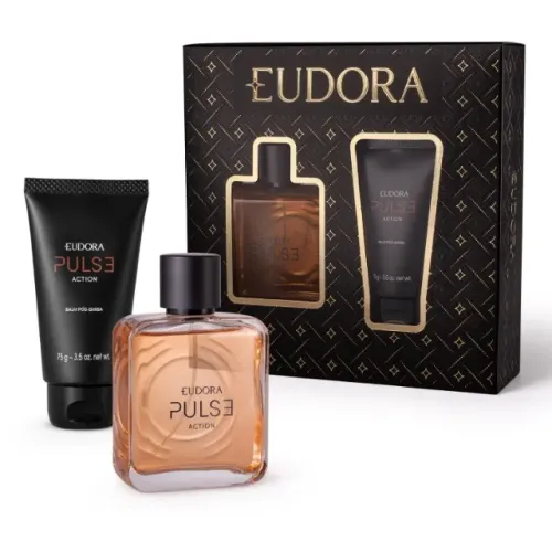 Presente Eudora Pulse Action:Desodorante Colònia+Balm Pós Barba+Cx.Presente Lacrada