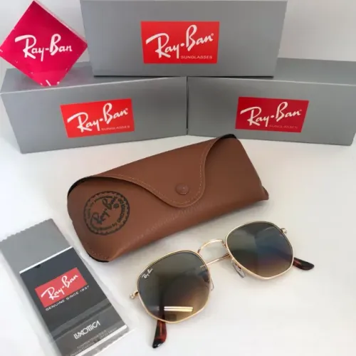 Óculos Ray ban Hexagonal marrom Gold Lentes de cristal