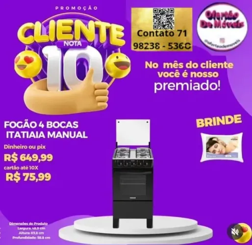 Fogão Itatiaia Informações 7 1 9 82 38  final 536O / Entrega Grátis / Pague ao Motorista