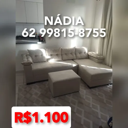 Sofá  com puff - Várias cores modelo chaise 