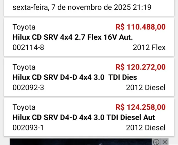 Toyota Hilux CD SRV D4-d 4X4 3.0 TDI Diesel AUT 2012