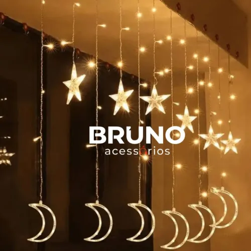 Cascata Lua e Estrela 2.5 metros Natal de Led