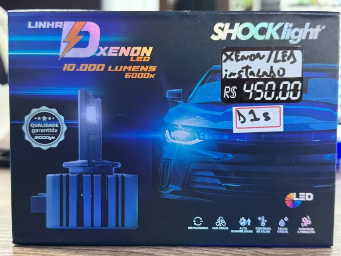 Kit xenon / led 10.000 lumens 6000k modelo d1s na promoção 