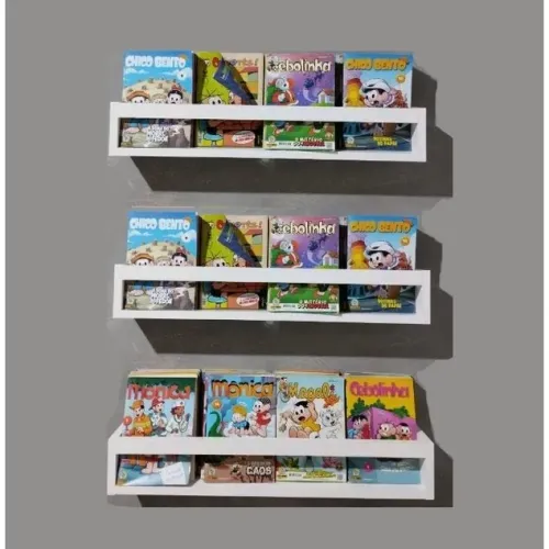 KIT 3 Prateleiras Infantil 100% MDF 40cm Decorar Quarto/ Sala/ Cozinha/Banheiro