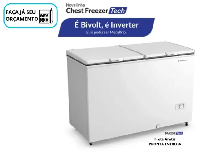 Freezer Horizontal Dupla Ação 417L Metalfrio Bivolt Inverter Novo