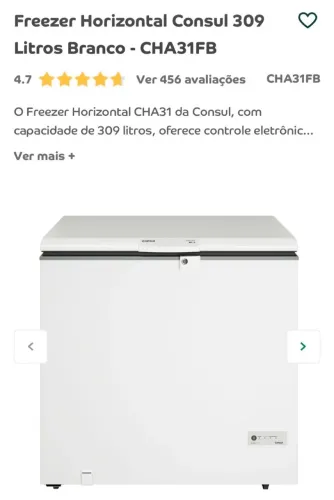VENDO FREZEER HORIZONTAL CONSUL 309 L