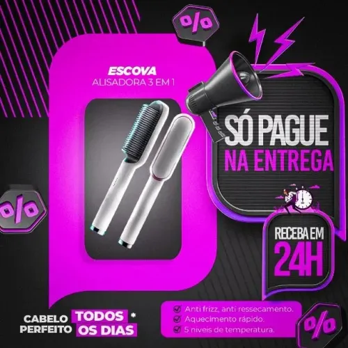 Escova alisadora 3 em um