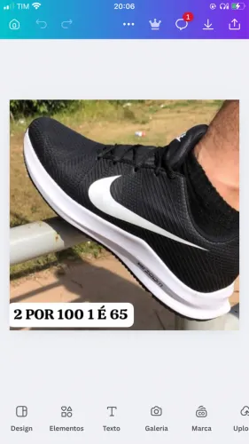 2 Tenis por 100,00 mais a taxa de entrega ou 1 por 65,00 mais a taxa de entrega 