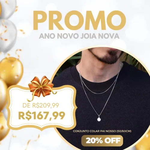 Conjunto Veneziana + Colar Pai Nosso Prata Italiana Legítima 925 na PROMOÇÃO!!