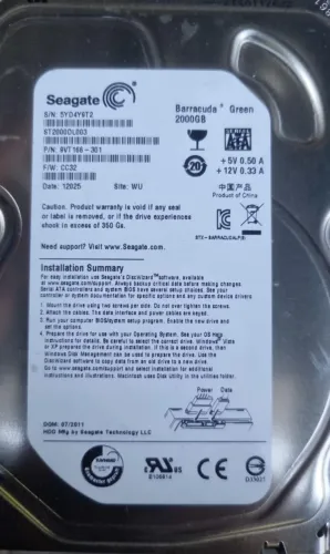 Hd seagate 2tb sata pn 9vt166-301