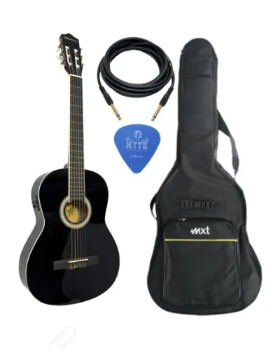 KIT-VIOLAO ELETRO-ACUSTICO MARCA WALDMAN + Capa Violão Luxo Mxt Acolchoada +  CABO P10/P10