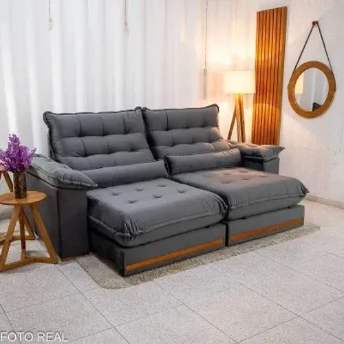 Sofá Retrátil Reclinável Isa  2.50m Espuma D33 rf986