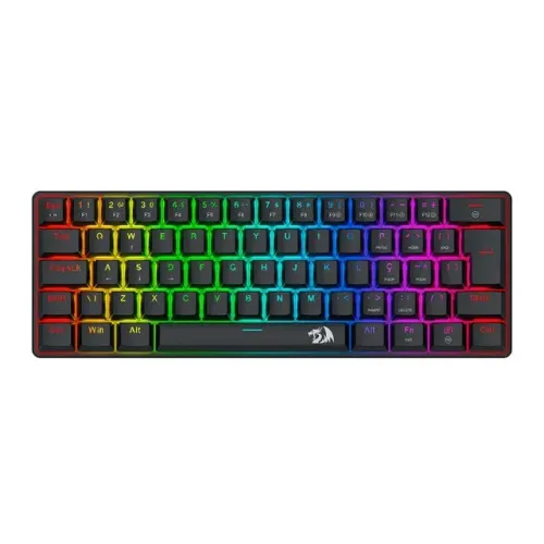 Teclado Mecanico 60% Redragon Jax Rainbow Switch Marrom - K613-KB-PT-BROWN - WZetta
