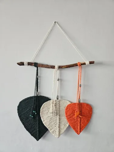 Painel de Folhas em Macrame - Artesanato Sustentável