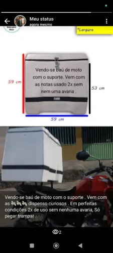 Baú de moto com suporte