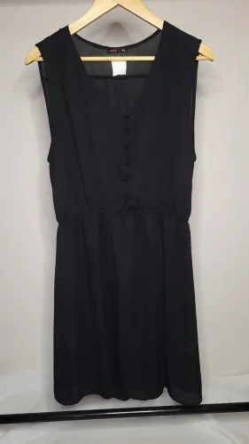 Vestido regata preto com botões - Tamanho 46