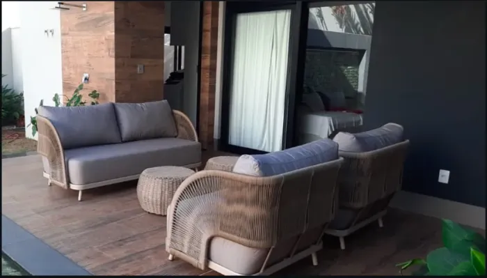 CONJUNTO SOFÁ 4 LUGARES DE CORDA NÁUTICA