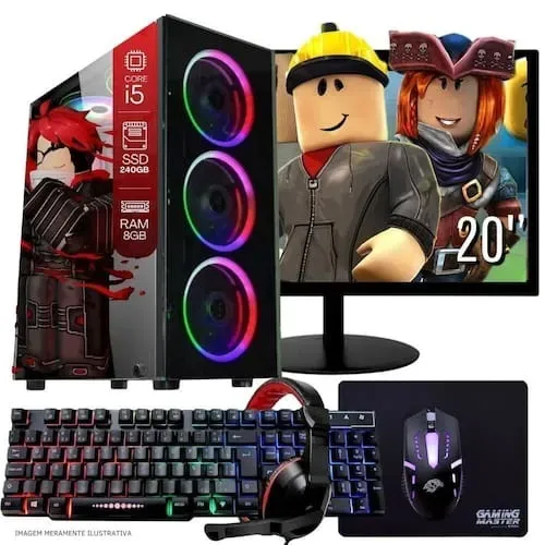 Computador Gamer Completo  Intel Core i5 SSD 240GB 8GB Teclado Mouse Mouse Pad e Headset