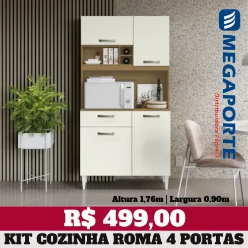 Armário de Cozinha Kit 4 Portas 1 Gaveta (Novo) Entrega Grátis!