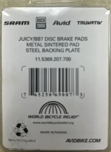 Pastilha de Freio a Disco Hidráulico JUICY/BB7 DISC BRAKE