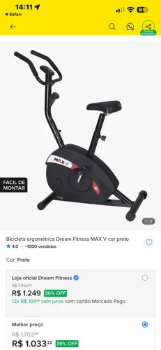 Bicicleta ergométrica Dream Fitness MAX V cor preto