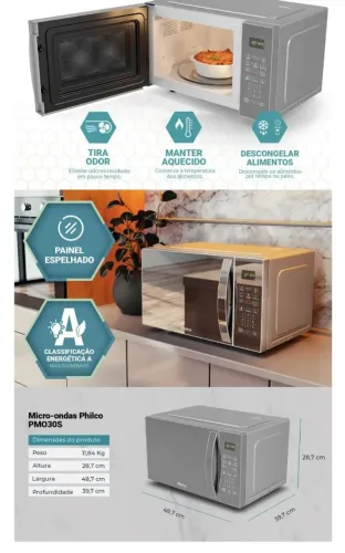 Microondas Philco 28 l limpa fácil NOVO