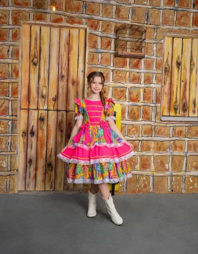 Vestido infantil quadrilha 