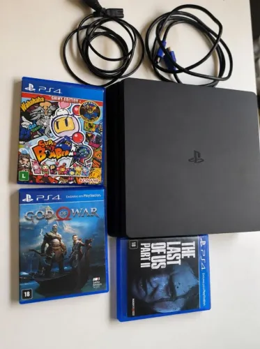 PS4 SLIM 1TB + 3 JOGOS + CABOS HDMI E FORÇA
