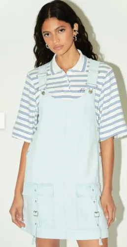 Vestido jardineira jeans (Tamanho M)