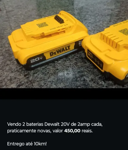 Bateria da Dewalt 20v de 2amp.