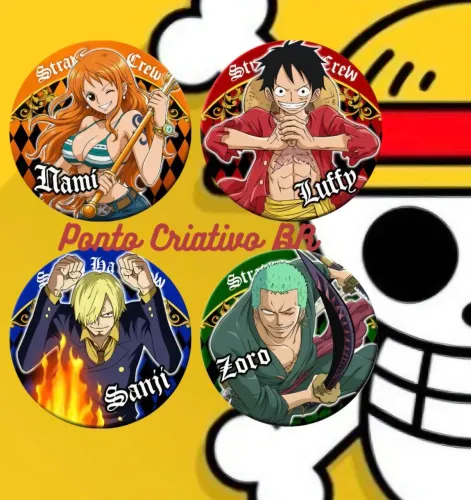 Kit de Bottons One Piece Luffy Sanji Zoro Nami