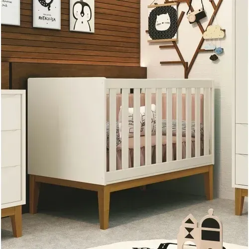 Berço Americano Classic New Areia Fosco com Madeira - Reller