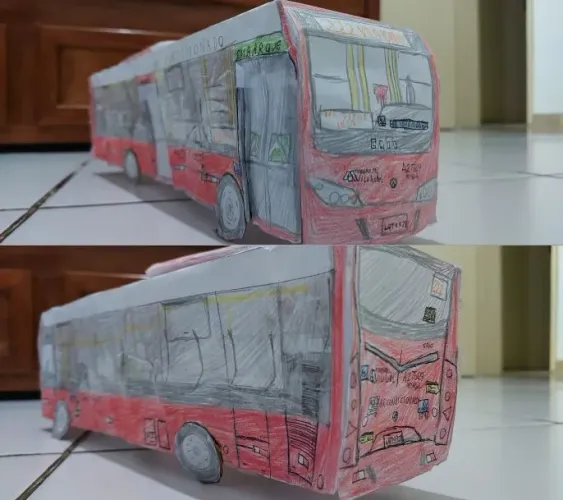 Miniatura de ônibus papel A4