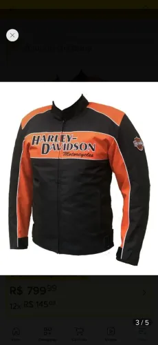 Jaqueta masculina impermeável harley davidson cor laranja 